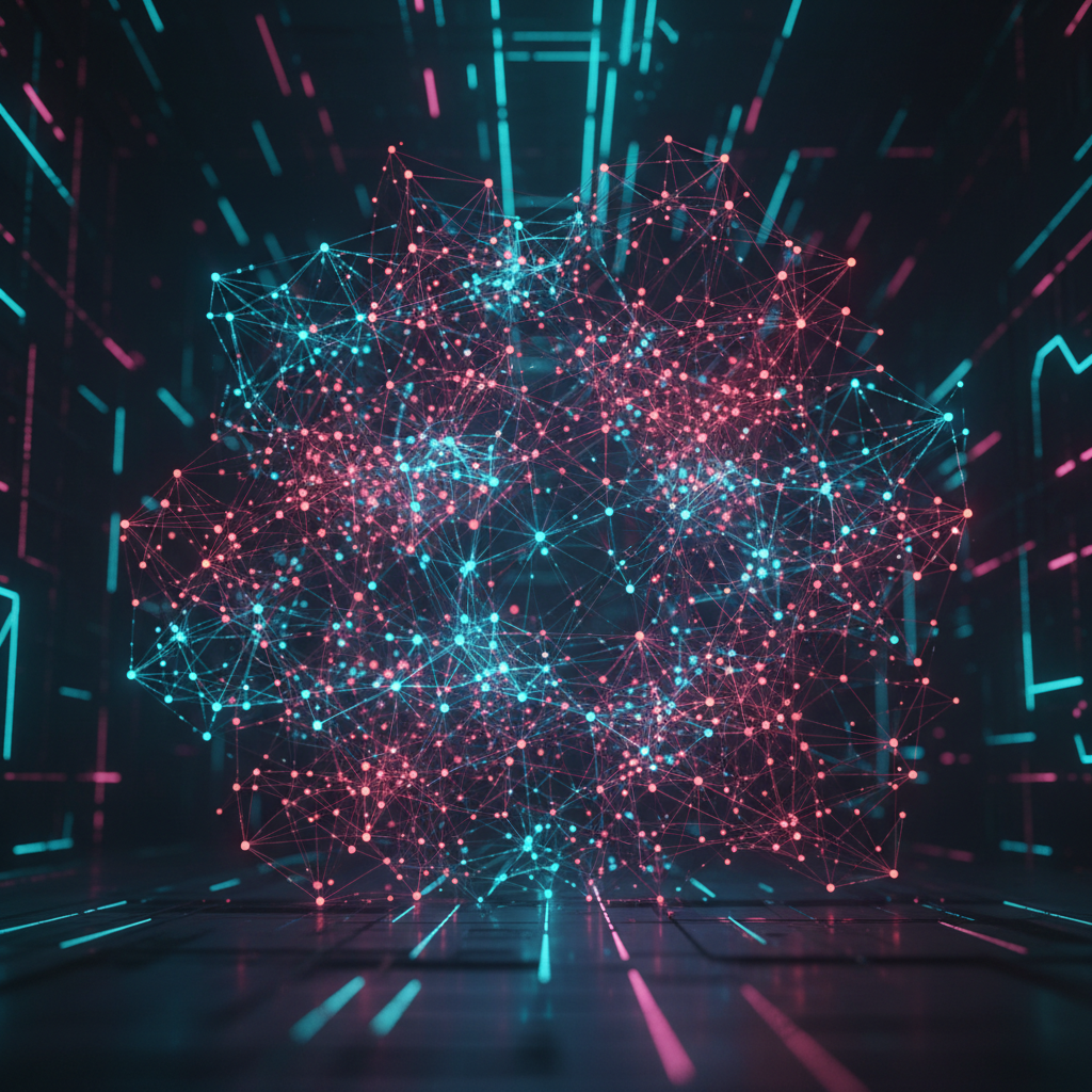 A visual representation of the Databricks DBRX model analysis, showing a complex and powerful neural network.