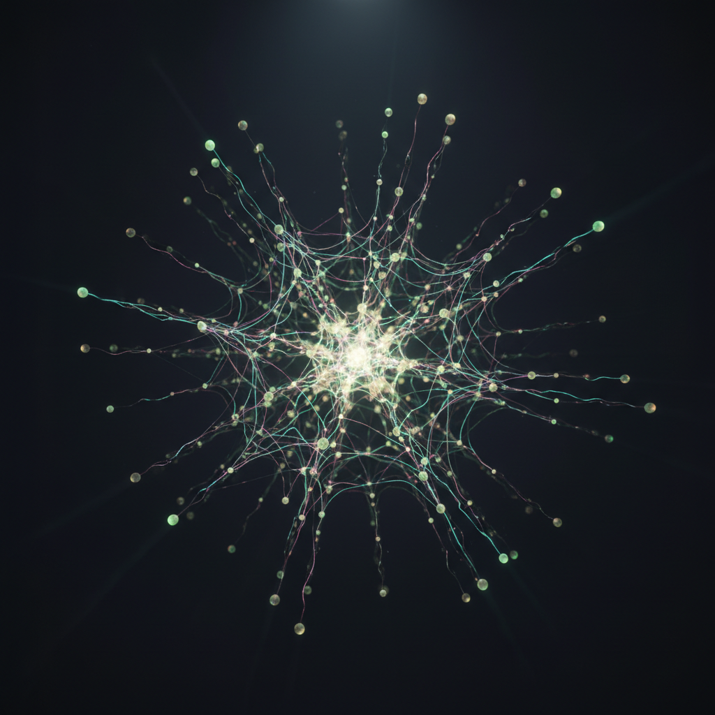 A glowing green neural network representing an in-depth Inflection-2.5 model analysis and its emotionally intelligent core.