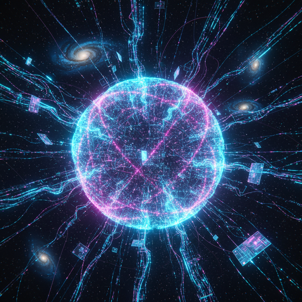 A conceptual image of a vast neural network representing what is the Llama 3.1 405B model, showing its scale and complexity.