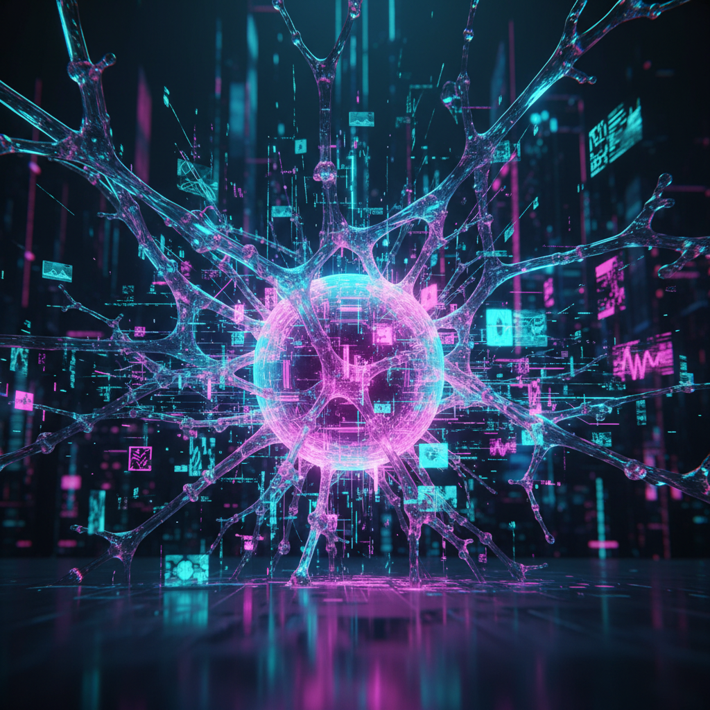 A conceptual image of the Reka Core AI model, a glowing neural network processing multimodal data, answering the question what is the reka core ai model.