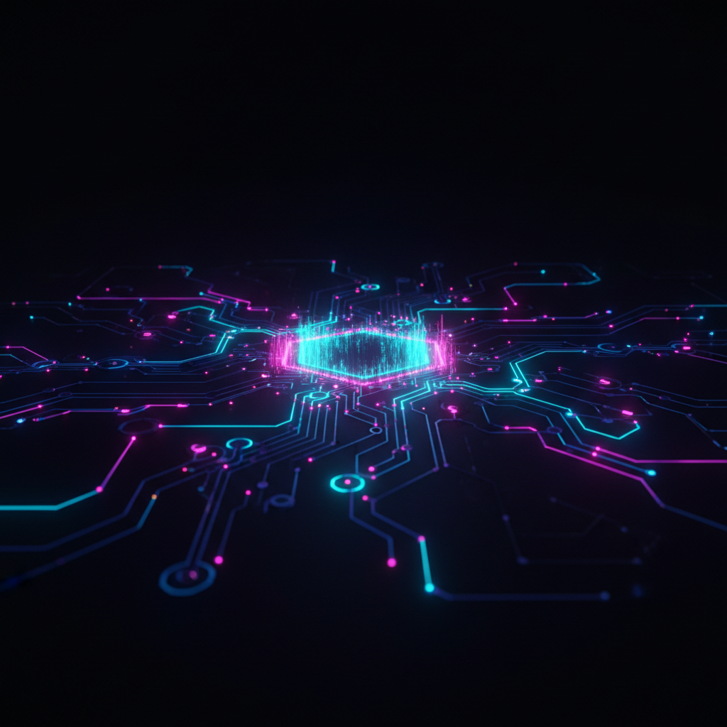 Abstract visualization of a futuristic neural network, representing the massive investment in Elon Musk's xAI for generative AI development.